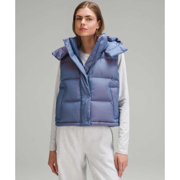 lululemon athletica Heathered Wild Indigo Wunder Puff Cropped Vest Size 10 - Picture 1 of 16